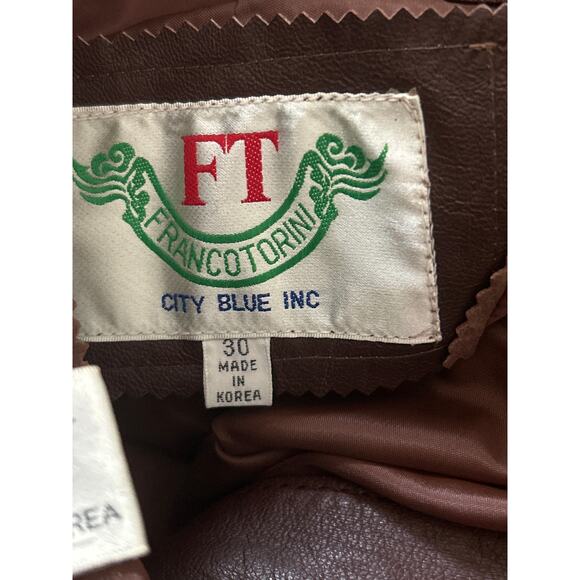 GUC Franco Torini Men's Genuine Leather Pants Brown Pleats Pockets Lined 30x32 - Picture 4 of 6